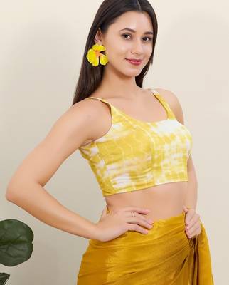 Women's satin silk padded back open sleeveless saree blouse 3