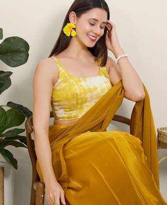 Women's satin silk padded back open sleeveless saree blouse 4