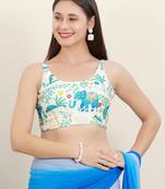 Women's shifli padded back open sleeveless saree blouse