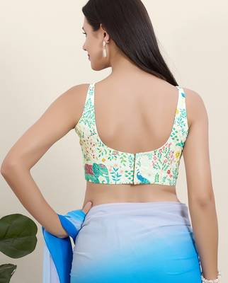Women's shifli padded back open sleeveless saree blouse 2