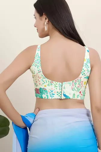 Women's shifli padded back open sleeveless saree blouse