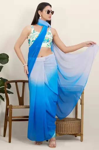 Women's shifli padded back open sleeveless saree blouse