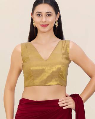 Women's tissue padded back open sleeveless saree blouse 1