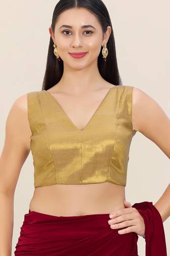 Women's tissue padded back open sleeveless saree blouse