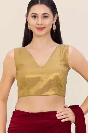 Women's tissue padded back open sleeveless saree blouse