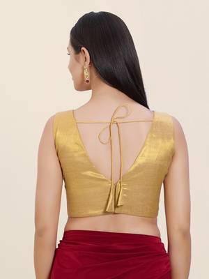 Women's tissue padded back open sleeveless saree blouse 2