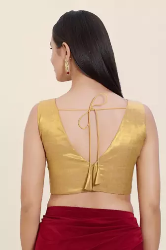 Women's tissue padded back open sleeveless saree blouse
