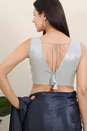 Women's tissue padded back open sleeveless saree blouse