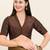 Women's tafeta silk padded front open elbow sleeves saree blouse