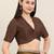 Women's tafeta silk padded front open elbow sleeves saree blouse