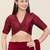 Women's tafeta silk padded front open elbow sleeves saree blouse