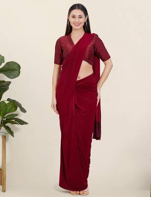 Women's tafeta silk padded front open elbow sleeves saree blouse 4
