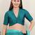 Women's tafeta silk padded front open elbow sleeves saree blouse