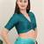 Women's tafeta silk padded front open elbow sleeves saree blouse