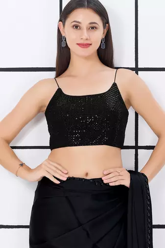 Women's georgette padded back open sleeveless saree blouse