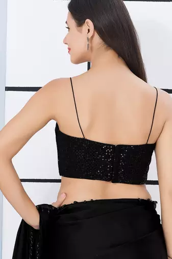 Women's georgette padded back open sleeveless saree blouse