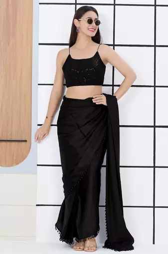 Women's georgette padded back open sleeveless saree blouse