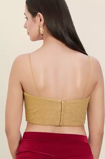 Women's georgette padded back open sleeveless saree blouse