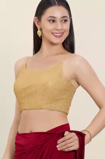 Women's georgette padded back open sleeveless saree blouse