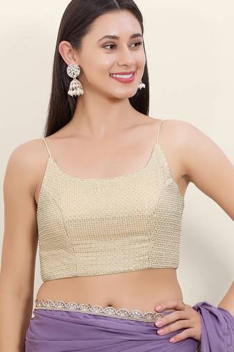 Women's georgette padded back open sleeveless saree blouse