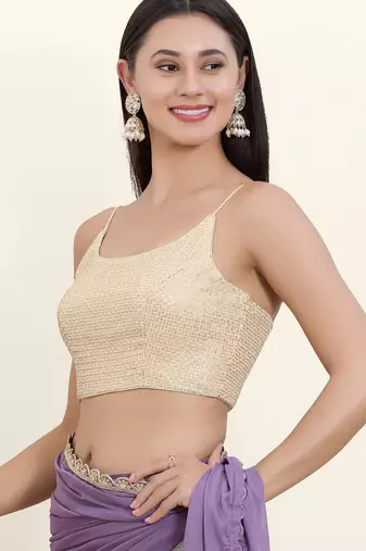 Women's georgette padded back open sleeveless saree blouse