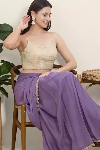 Women's georgette padded back open sleeveless saree blouse