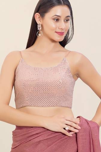 Women's georgette padded back open sleeveless saree blouse