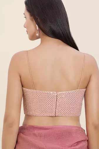 Women's georgette padded back open sleeveless saree blouse