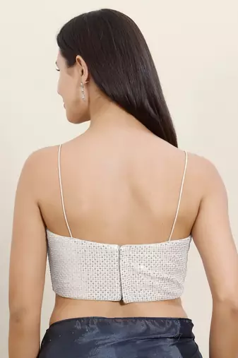 Women's georgette padded back open sleeveless saree blouse