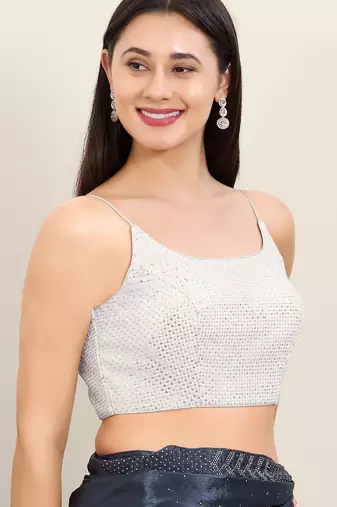 Women's georgette padded back open sleeveless saree blouse