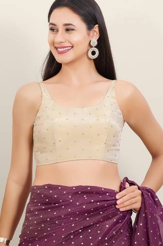 Women's tissue padded back open sleeveless saree blouse