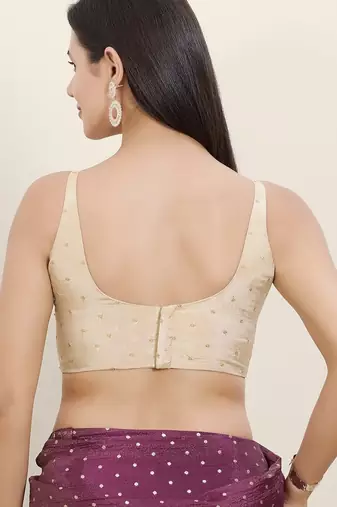 Women's tissue padded back open sleeveless saree blouse