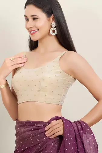 Women's tissue padded back open sleeveless saree blouse