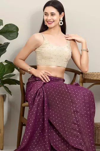 Women's tissue padded back open sleeveless saree blouse