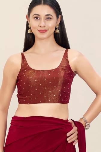 Women's tissue padded back open sleeveless saree blouse
