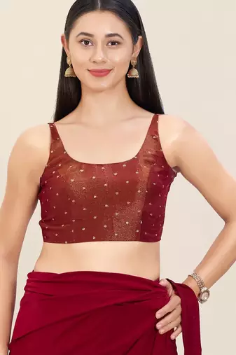 Women's tissue padded back open sleeveless saree blouse