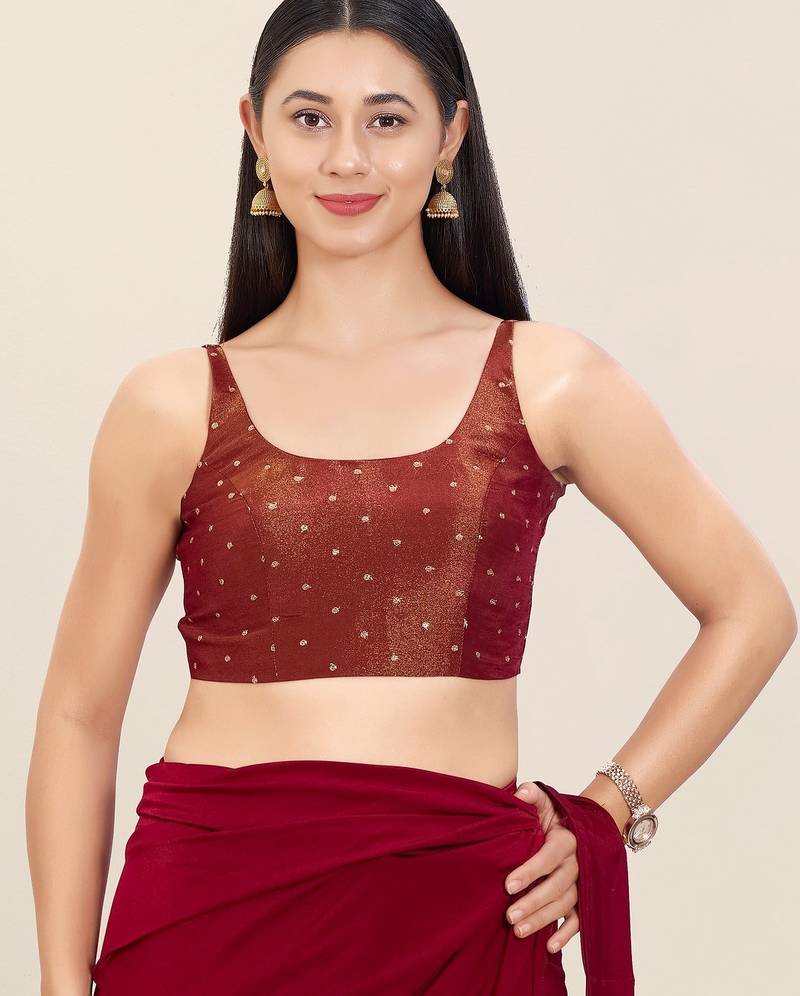 Women's tissue padded back open sleeveless saree blouse
