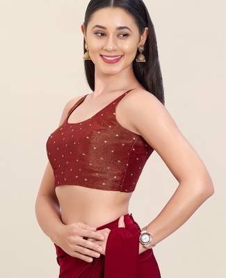 Women's tissue padded back open sleeveless saree blouse 3