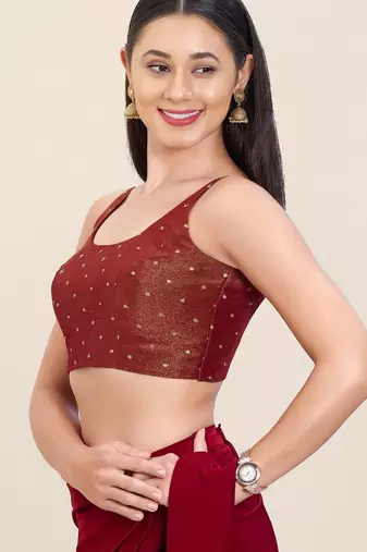 Women's tissue padded back open sleeveless saree blouse