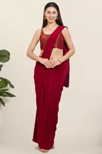 Women's tissue padded back open sleeveless saree blouse