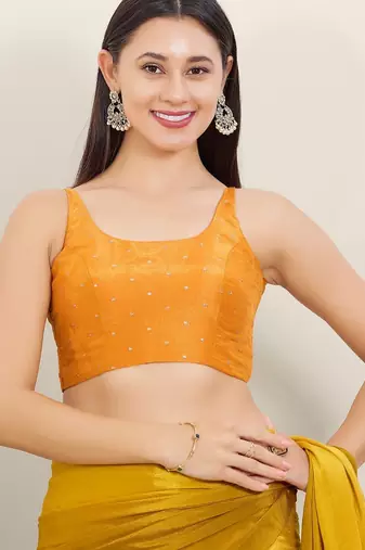 Women's tissue padded back open sleeveless saree blouse