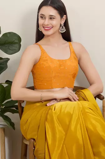 Women's tissue padded back open sleeveless saree blouse