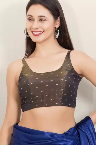 Women's tissue padded back open sleeveless saree blouse