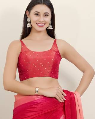 Women's tissue padded back open sleeveless saree blouse 1