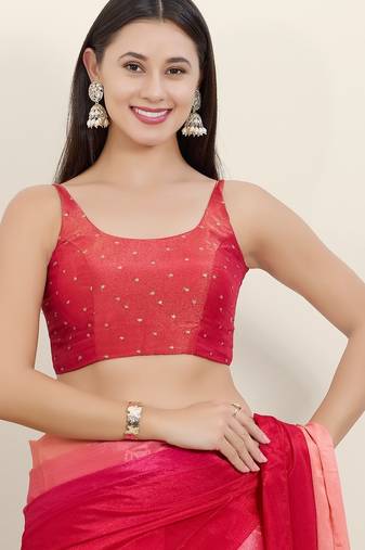 Women's tissue padded back open sleeveless saree blouse