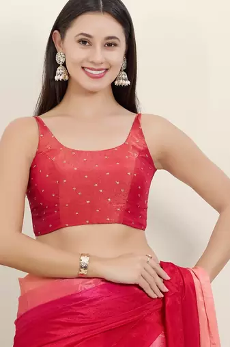 Women's tissue padded back open sleeveless saree blouse