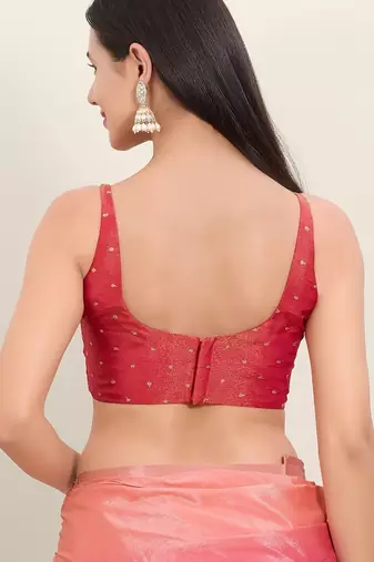 Women's tissue padded back open sleeveless saree blouse
