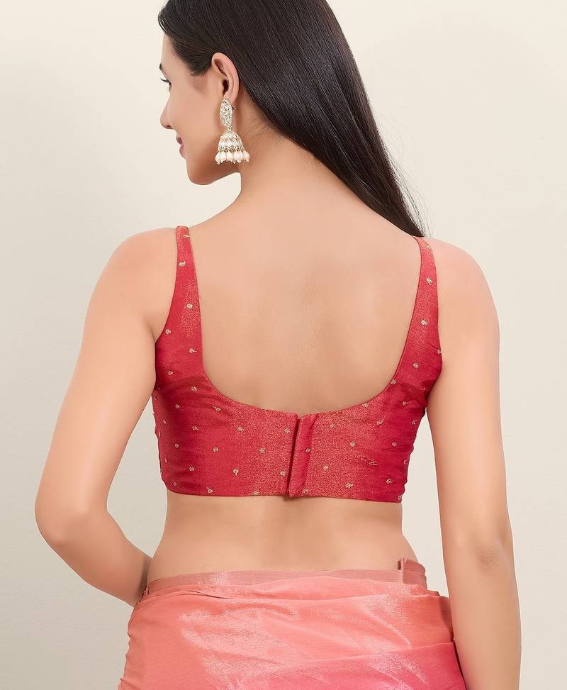 Women's tissue padded back open sleeveless saree blouse