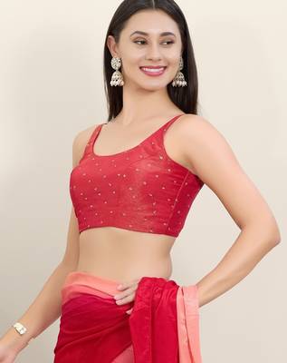 Women's tissue padded back open sleeveless saree blouse 3