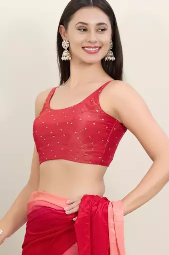 Women's tissue padded back open sleeveless saree blouse